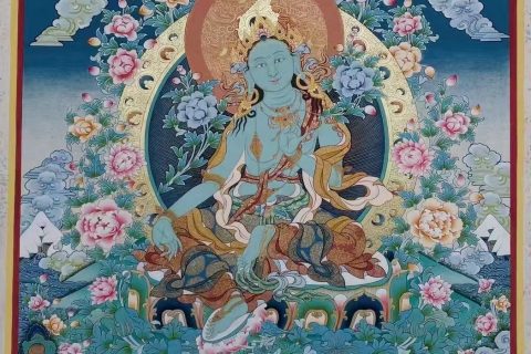 编号188-744244：彩绘唐卡-绿度母（80*60CM左右）