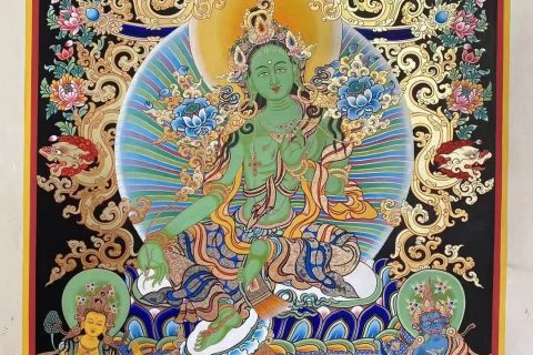 编号188-775214：彩绘唐卡-绿度母（75*50CM左右）
