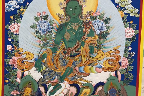 编号188-857441：彩绘唐卡-绿度母（80*60CM左右）