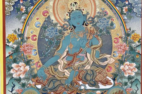 编号188-871236：彩绘唐卡-绿度母（85*60CM左右）