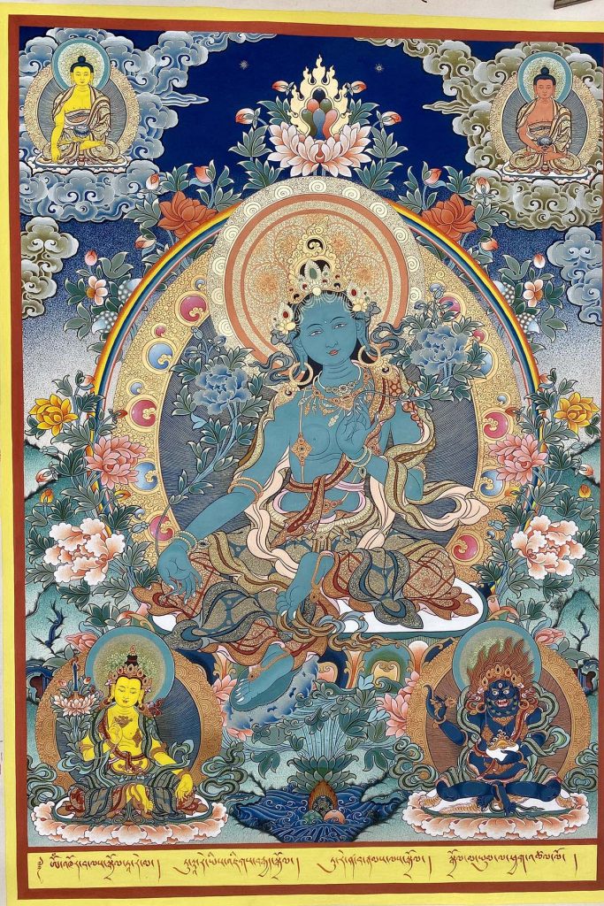热贡-角巴加：彩绘唐卡-绿度母（85*60CM左右）