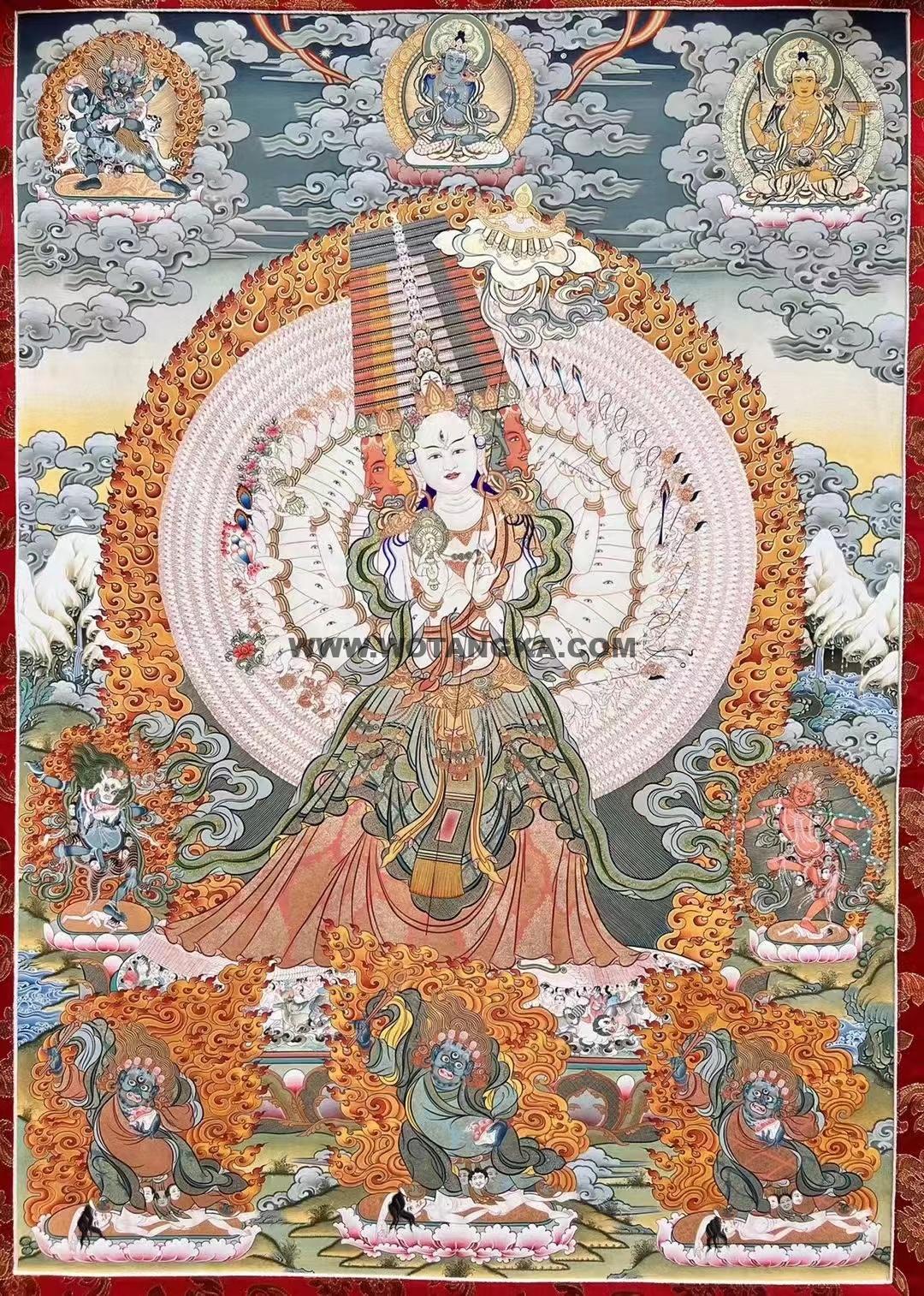 编号188-934605:彩绘唐卡-大白伞盖佛母(100*70CM左右)