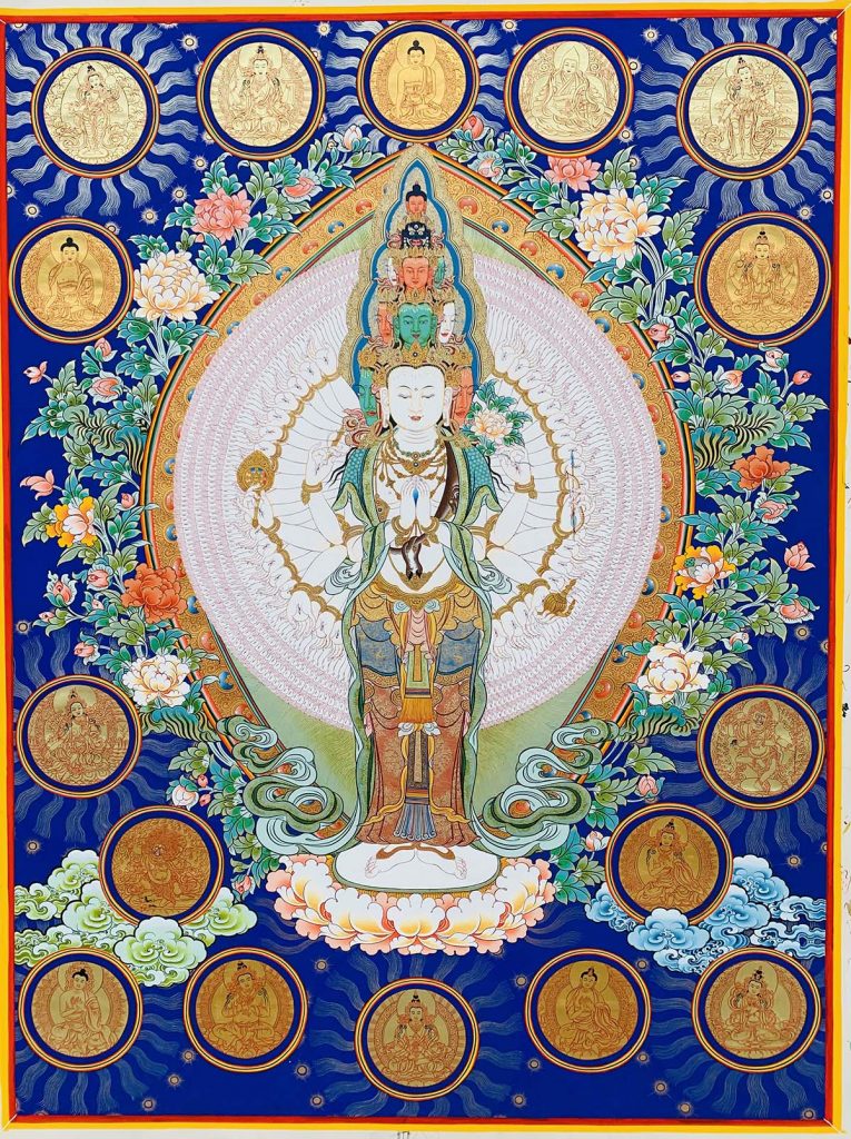 热贡-角巴加：编号188-936575：彩绘唐卡-千手观音（70*50CM左右）