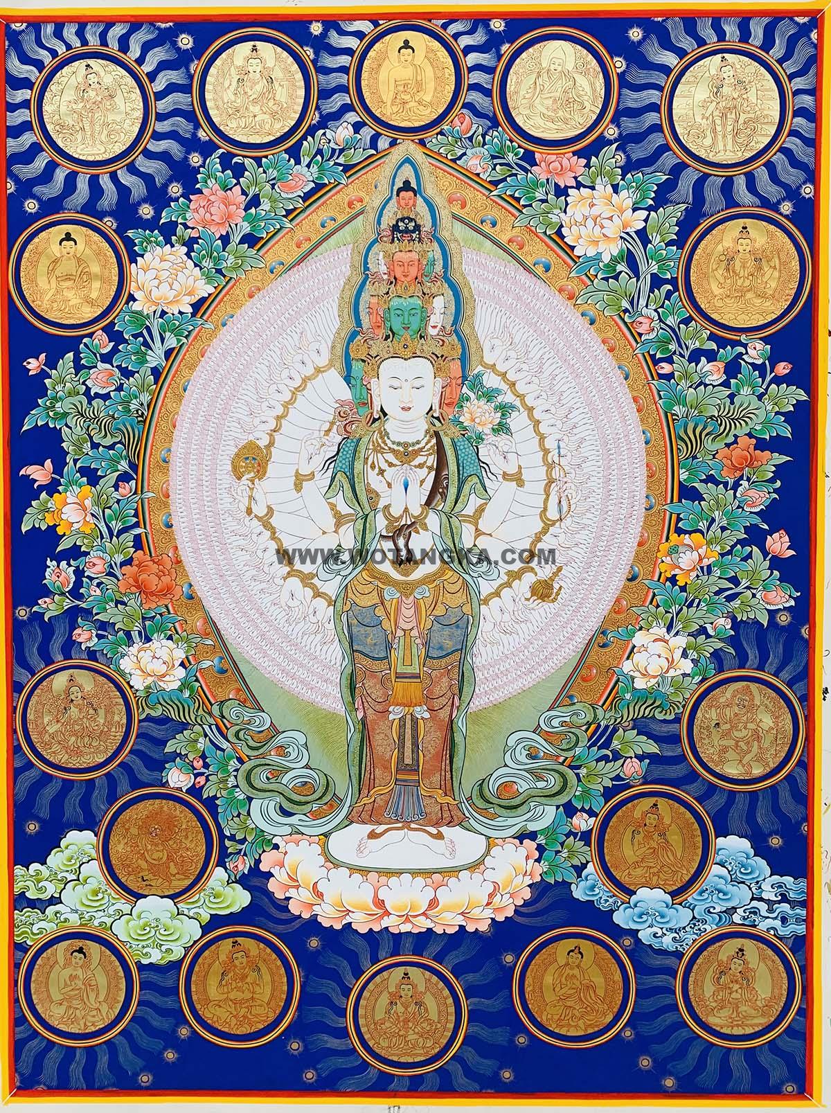 热贡-角巴加:编号188-936575:彩绘唐卡-千手观音(70*50CM左右)