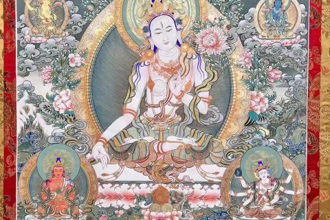 编号188-941056：彩绘唐卡-白度母（100*70CM左右）