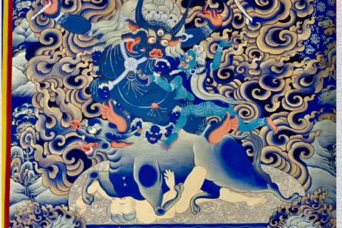 编号188-993551：黑金唐卡-黑阎魔敌（100*65CM左右）