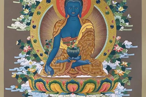 编号172-103732：彩绘唐卡-药师佛（70*50CM左右）