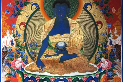 编号171-746506：红金唐卡-药师佛（85*60CM左右）