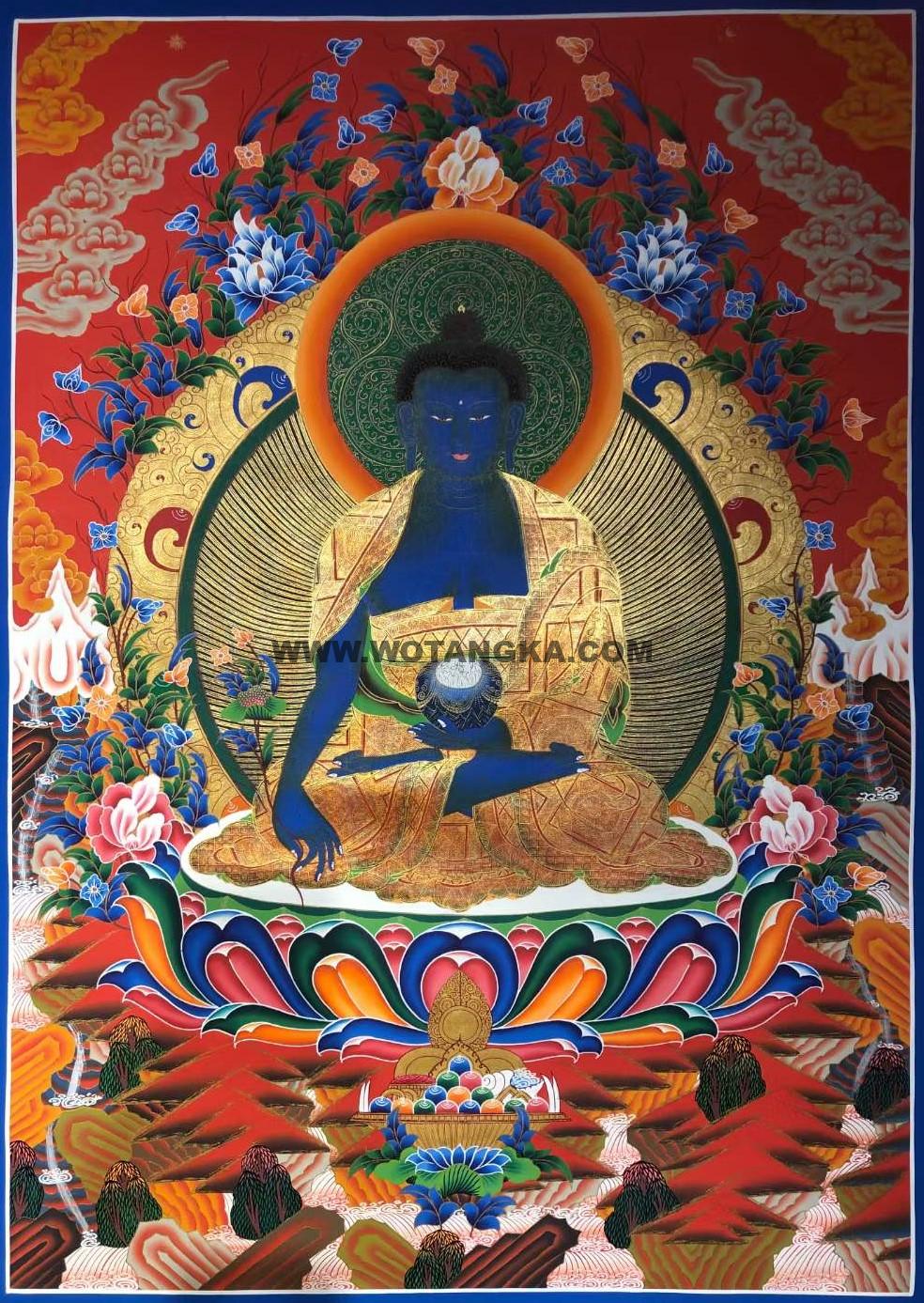 编号171-746506：红金唐卡-药师佛（85*60CM左右）