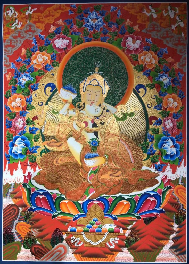 编号171-727627：红金唐卡-莲花生大士双修（85*60CM左右）