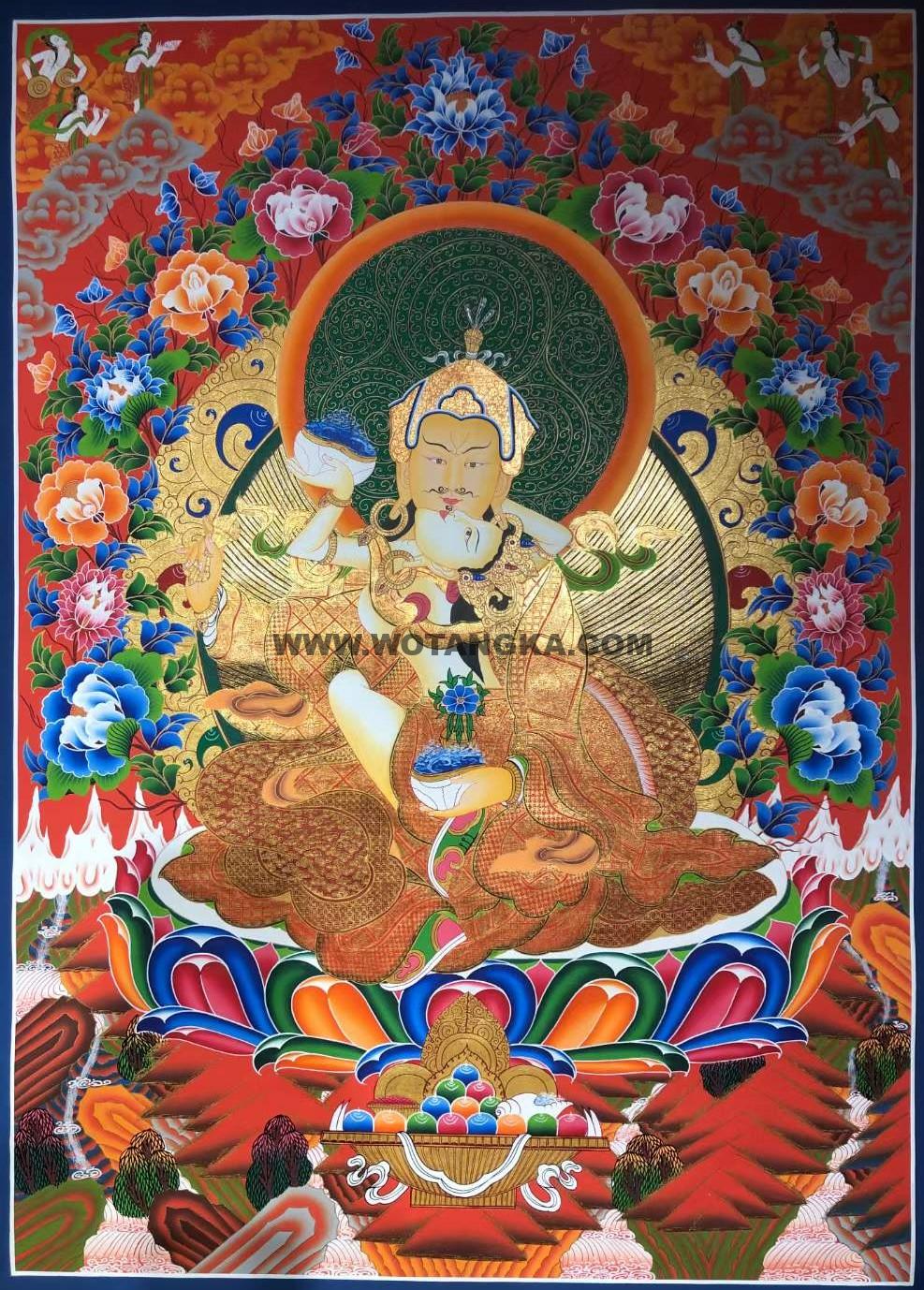 编号171-727627:红金唐卡-莲花生大士双修(85*60CM左右)