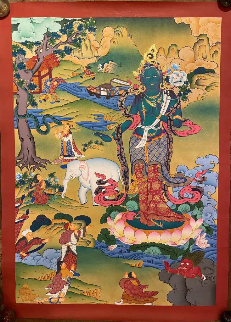 编号153-462499：嘎玛嘎赤-救八难度母之救蛇难度母（90*65CM左右）