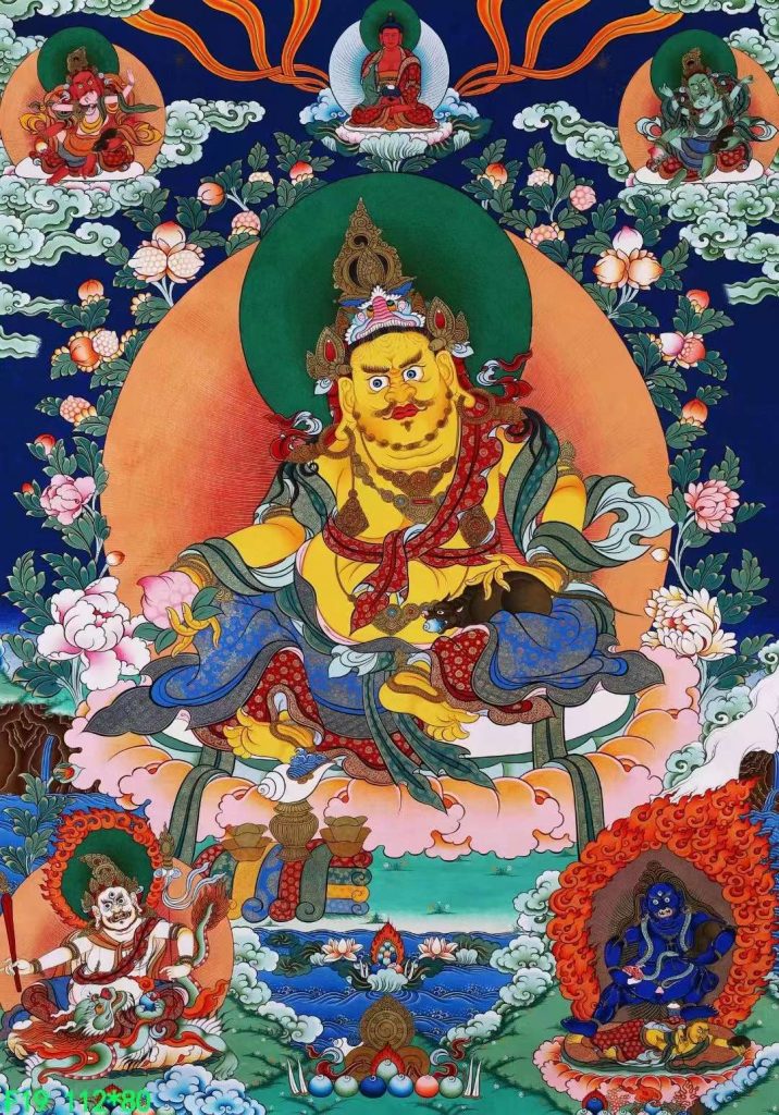 编号138-886103：彩绘唐卡-五方财神（112*80CM左右）