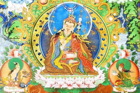 编号138-220471：彩绘唐卡-莲花生大士（82*55CM左右）