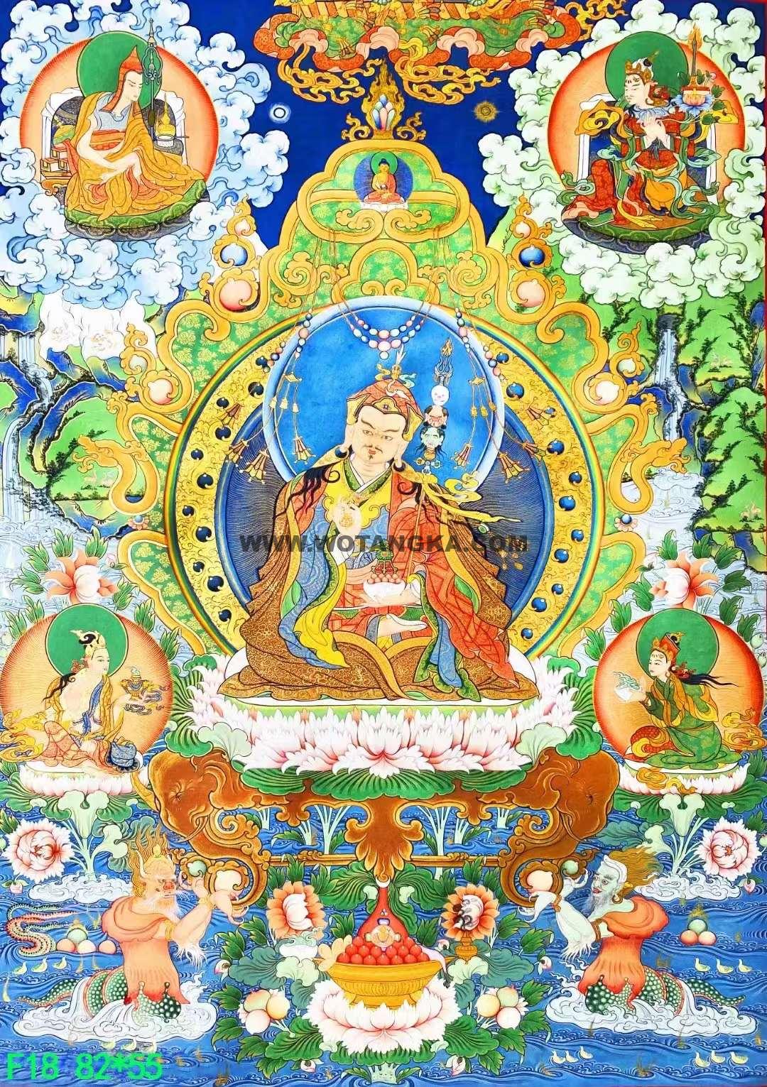 编号138-564802:彩绘唐卡-莲花生大士(82*55CM左右)