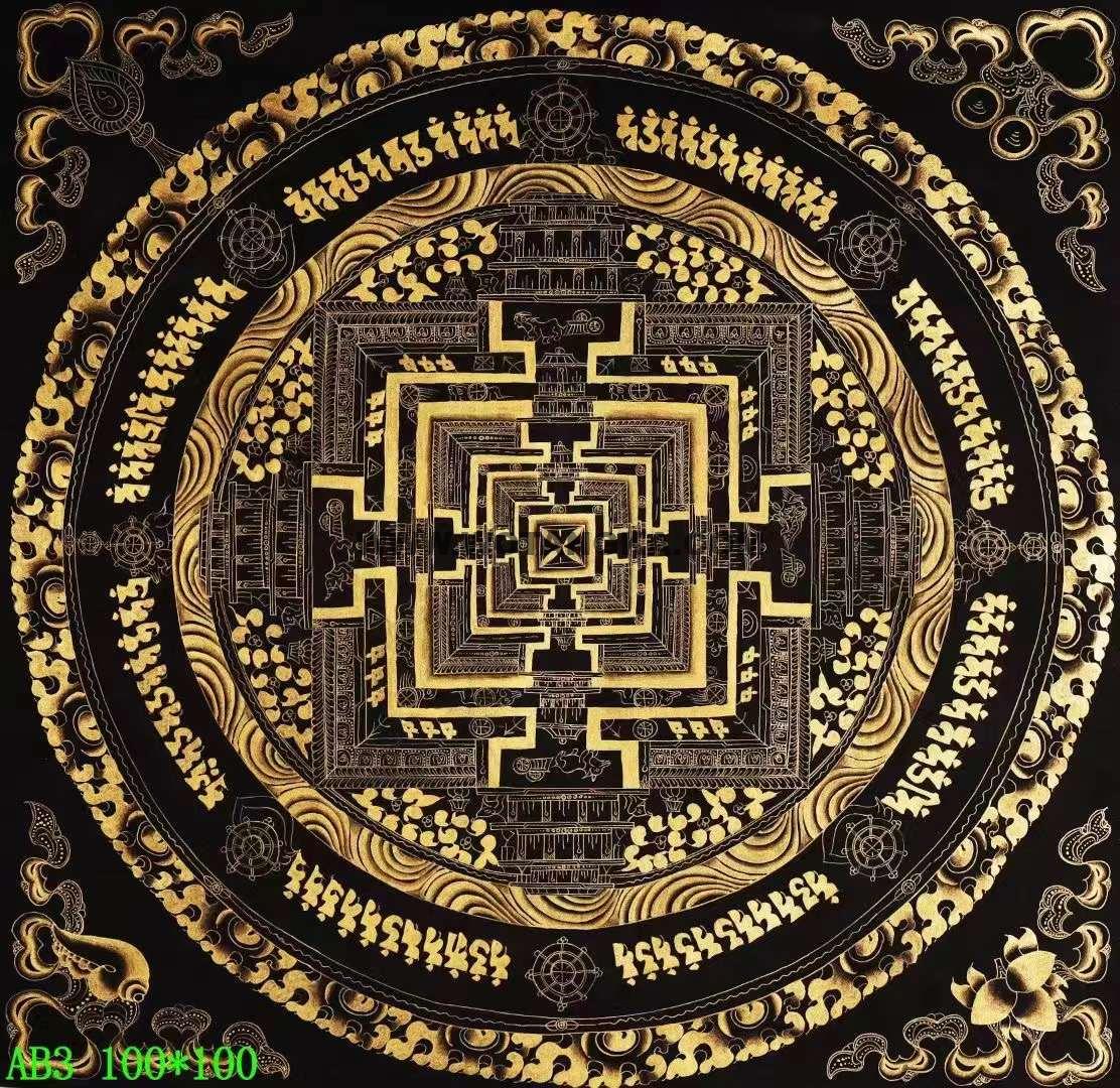 编号138-870049：黑金唐卡-时轮金刚坛城（100*100CM左右）