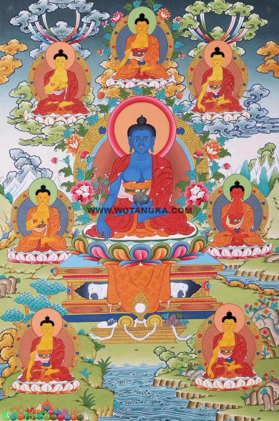 编号138-156173：彩绘唐卡-药师佛（75*50CM左右）