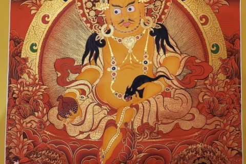 编号153-534747：红金唐卡-五方财神（80*55CM左右）