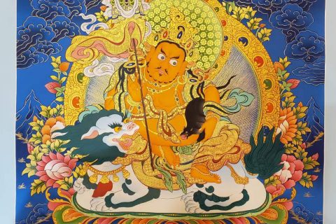 编号153-590492：蓝金唐卡-财宝天王（75*55CM左右）