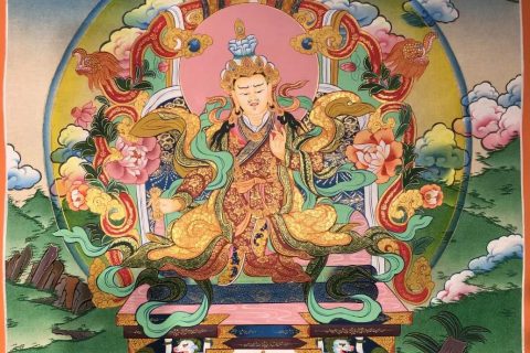 编号171-663219：彩绘唐卡-莲花生大士（70*50CM左右）