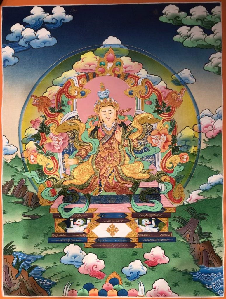 编号171-663219：彩绘唐卡-莲花生大士（70*50CM左右）