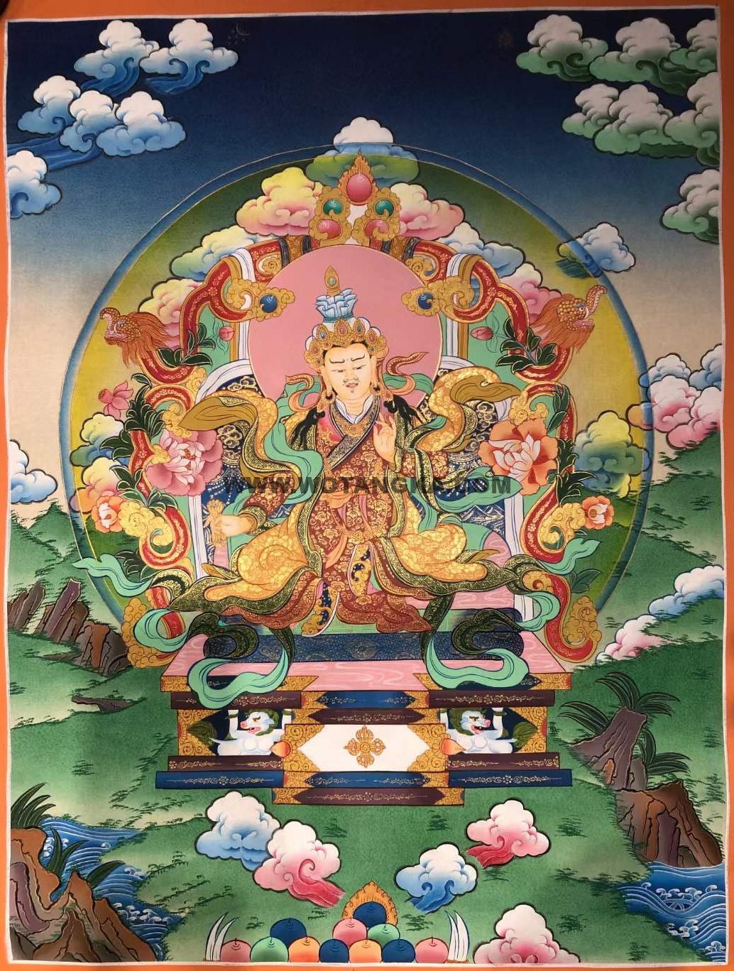 编号171-663219:彩绘唐卡-莲花生大士(70*50CM左右)