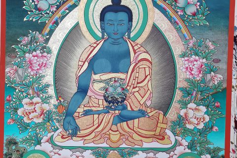 编号188-502883：彩绘唐卡-药师佛（80*60CM左右）