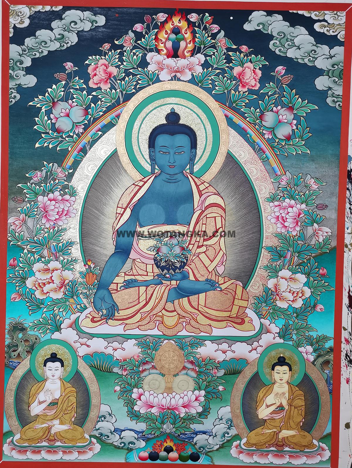编号188-502883:彩绘唐卡-药师佛(80*60CM左右)