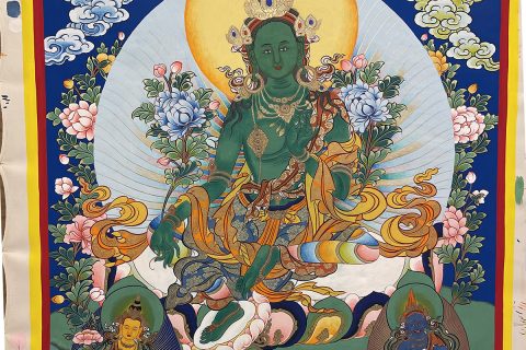编号188-656528：彩绘唐卡-绿度母（80*55CM左右）