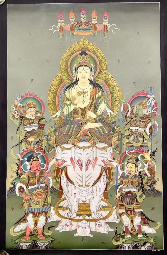 编号153-590561：彩绘唐卡-普贤菩萨（85*55CM左右）
