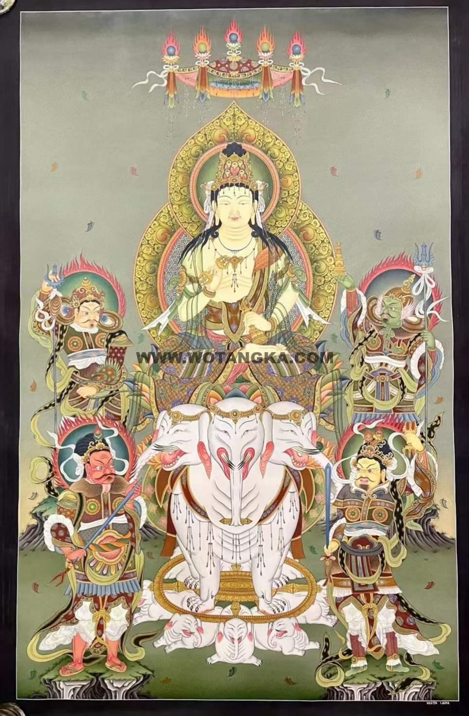 编号153-590561：彩绘唐卡-普贤菩萨（85*55CM左右）