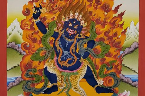 编号171-232744：彩绘唐卡-内阎罗护法（90*60CM左右）