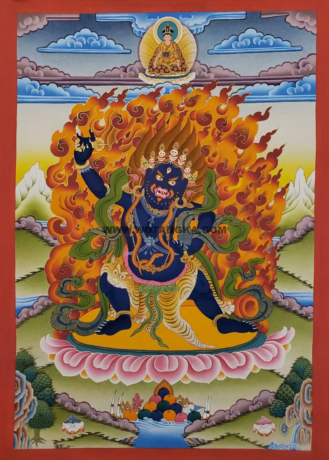 编号171-232744：彩绘唐卡-内阎罗护法（90*60CM左右）