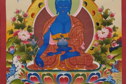 编号171-264173：彩绘唐卡-药师佛（90*60CM左右）