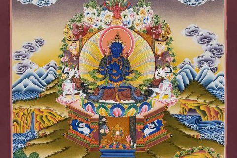 编号171-285925：彩绘唐卡-金刚总持佛（90*60CM左右）