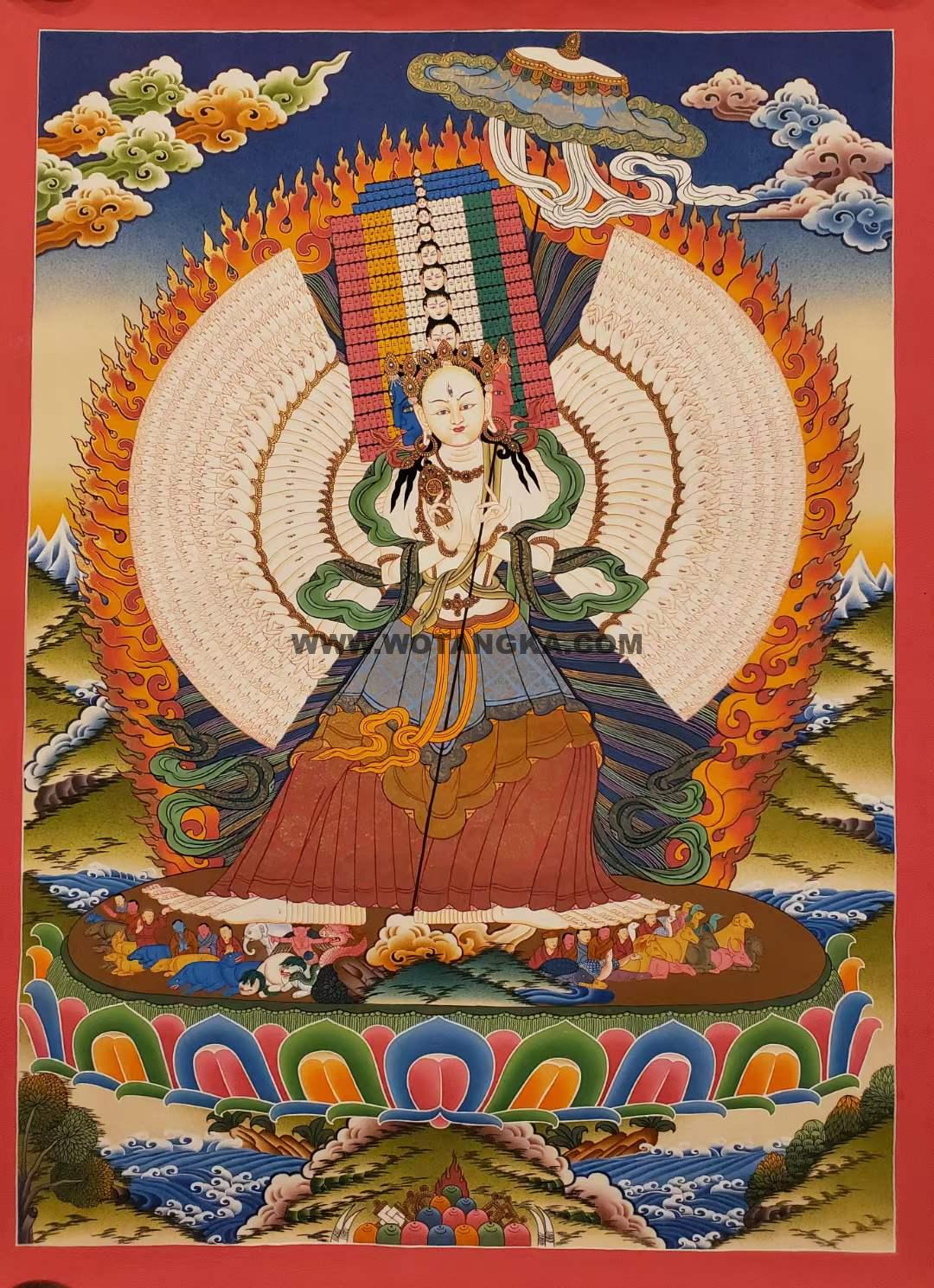 编号171-362610：彩绘唐卡-大白伞盖佛母（70*50CM左右）