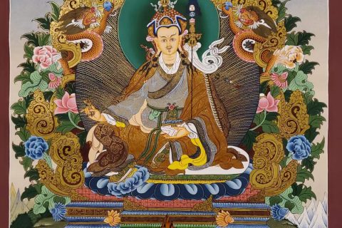 编号171-307060：彩绘唐卡-莲花生大士（90*60CM左右）