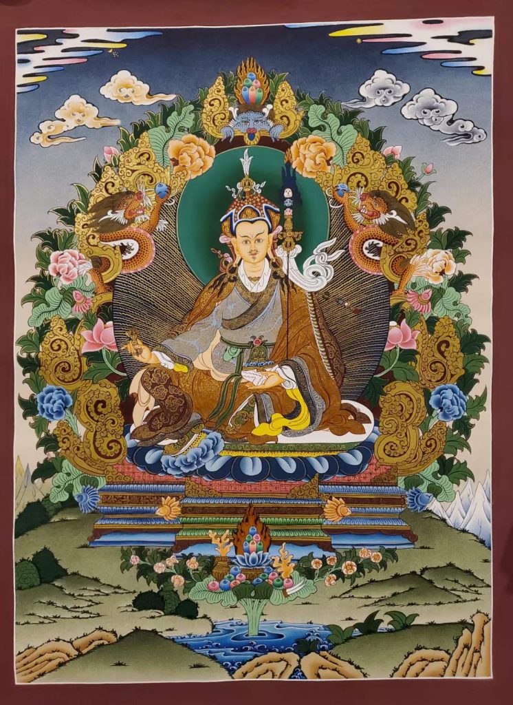 编号171-307060：彩绘唐卡-莲花生大士（90*60CM左右）
