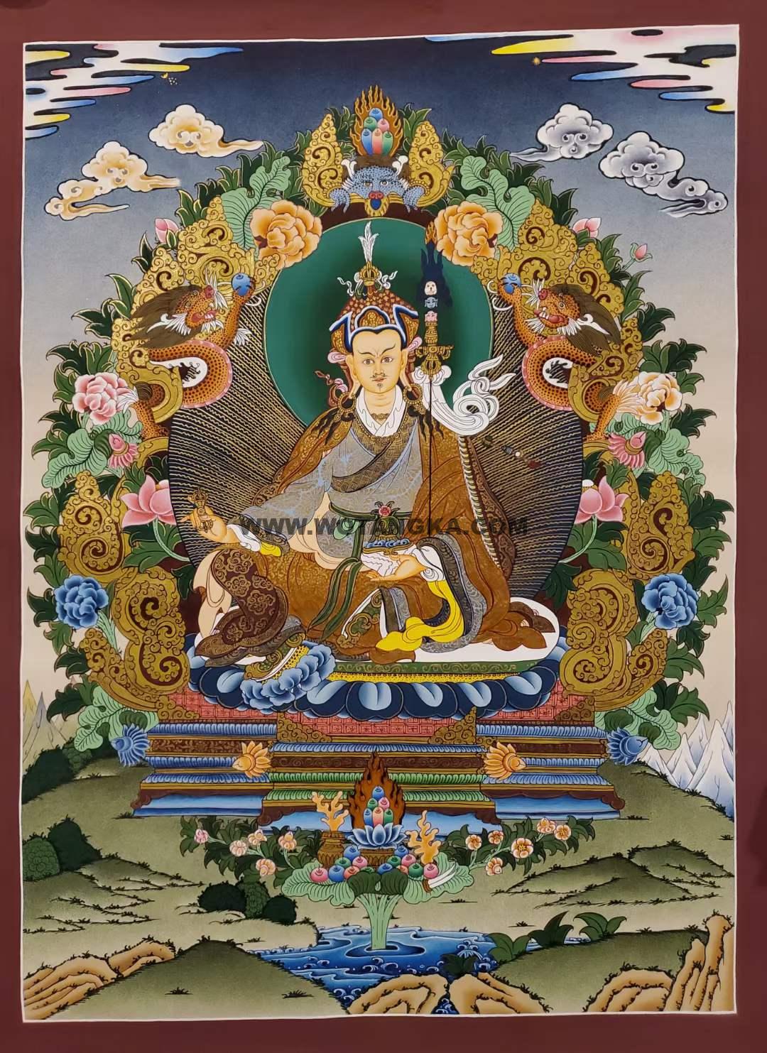 编号171-307060:彩绘唐卡-莲花生大士(90*60CM左右)