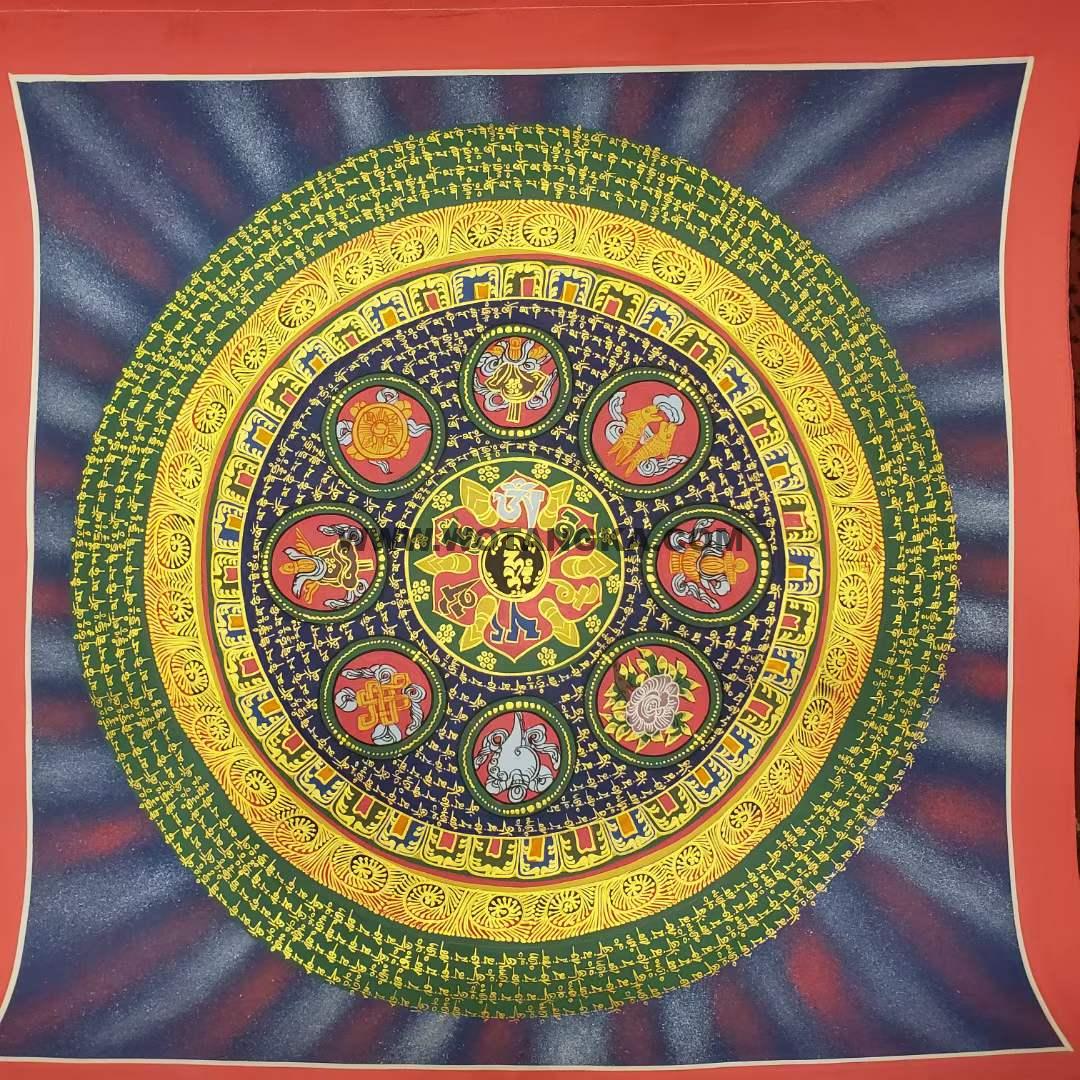 编号191-129661：彩绘唐卡-吉祥八宝坛城（100*100CM左右）