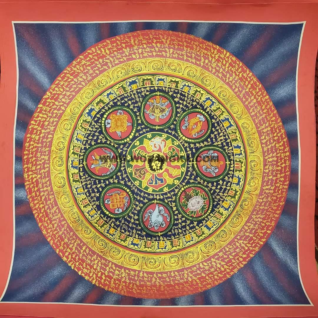 编号191-218091：彩绘唐卡-吉祥八宝坛城（100*100CM左右）