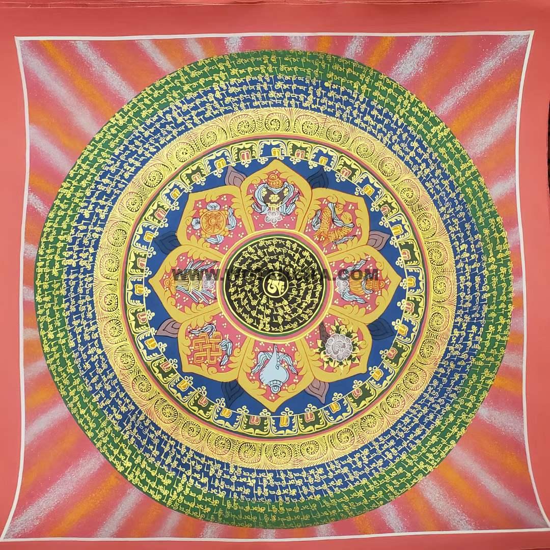 编号191-199090：彩绘唐卡-吉祥八宝坛城（100*100CM左右）