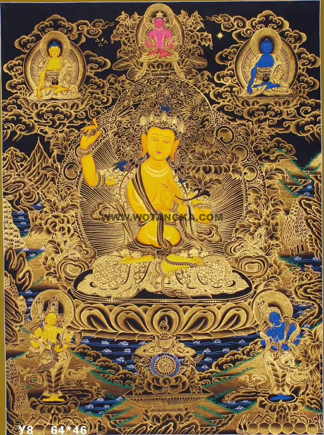 编号171-536010：黑金唐卡-文殊菩萨（64*46CM左右）