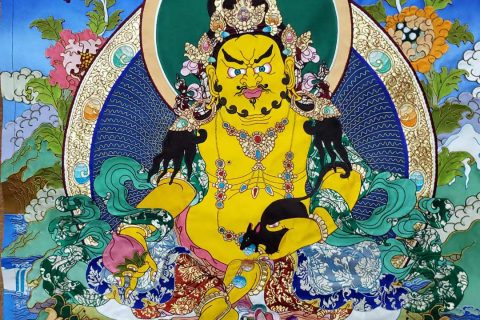 编号171-155735：刺绣唐卡-黄财神（100*70CM左右）