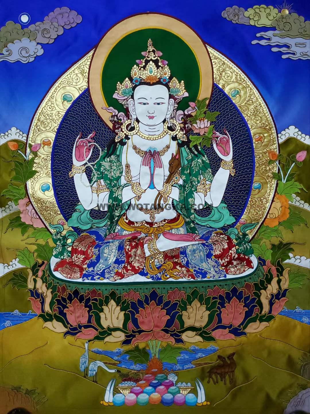 编号171-329813:刺绣唐卡-四臂观音(100*70CM左右)