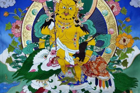 编号171-260890：刺绣唐卡-财宝天王（100*70CM左右）