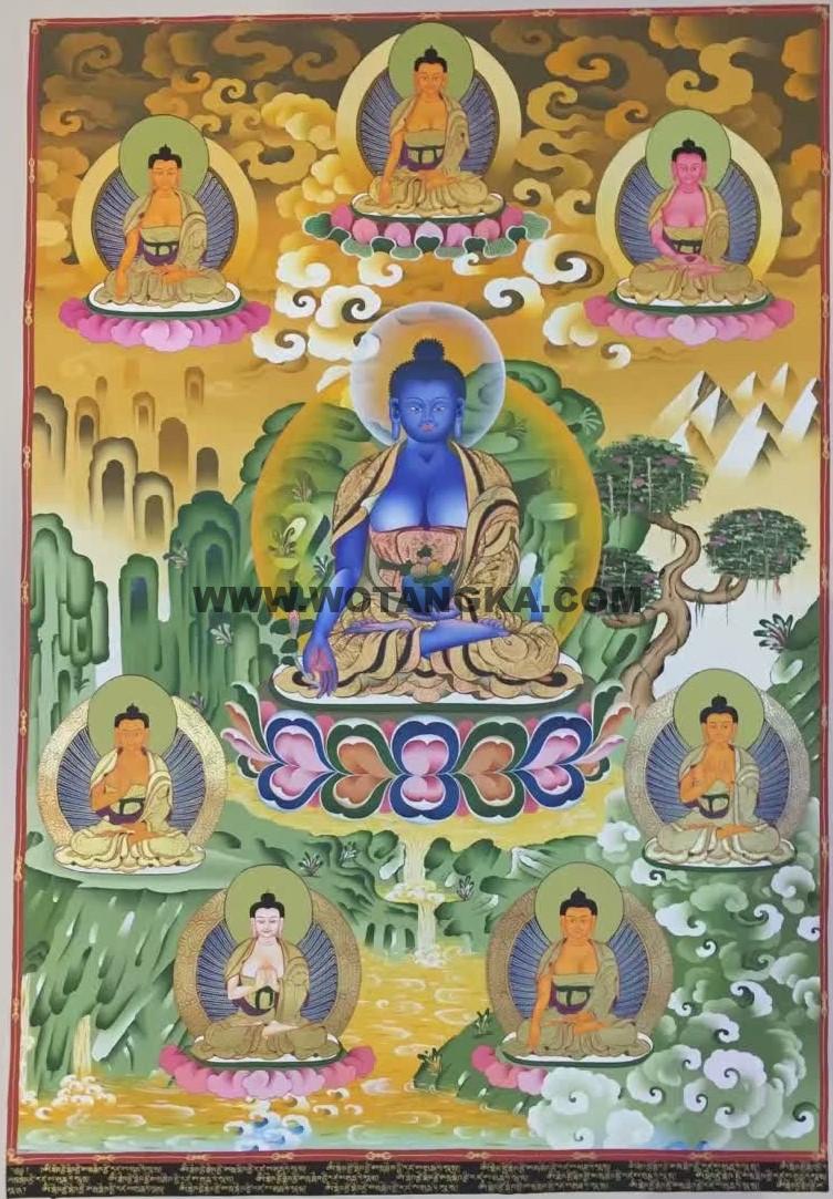 编号153-125238：彩绘唐卡-药师佛（90*60CM左右）