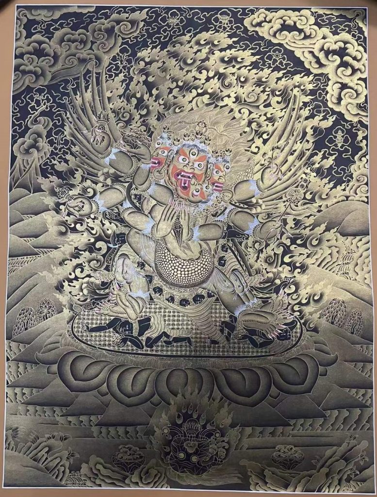 编号153-478633：黑金唐卡-普巴金刚（90*60CM左右）