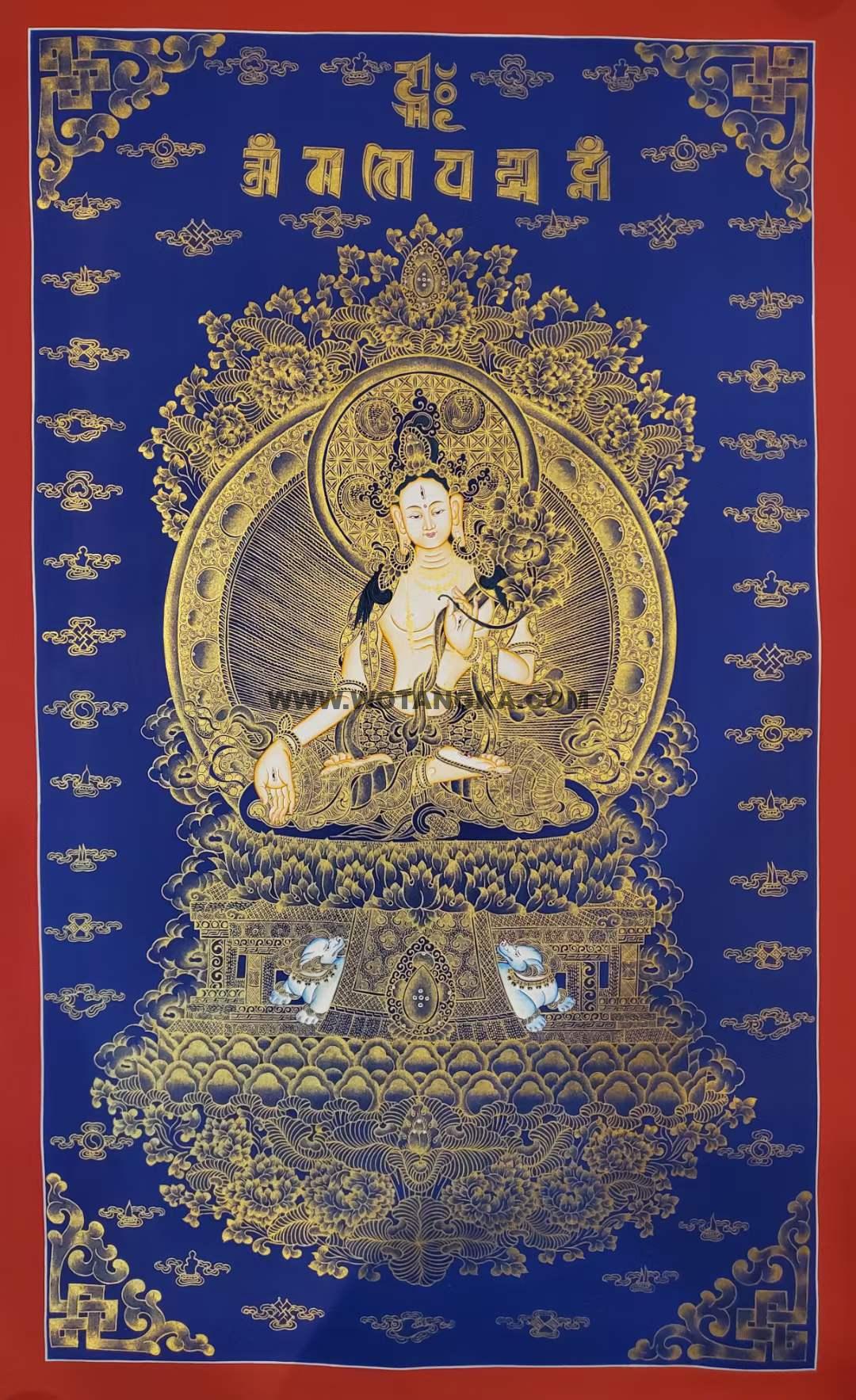 编号171-539015：蓝金唐卡-白度母（80*50CM左右）