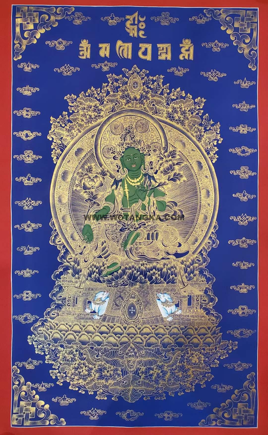 编号171-254659：蓝金唐卡-绿度母（80*50CM左右）